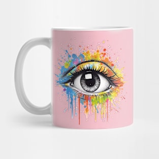 Eye with Vibrant Paint Splatter Mug